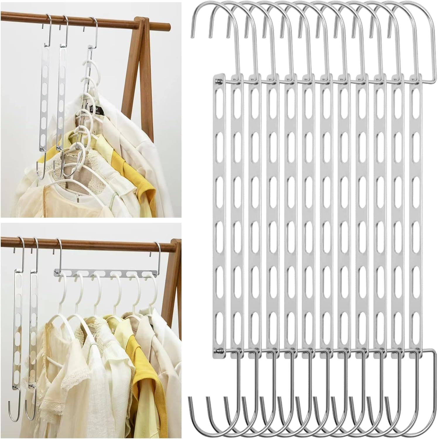 12 Pieces Space Saving Metal Collapsible Hangers for Heavy Clothes, Closet Space Savers Metal Hanger Organizer for Dorm, Room Essentials Storage