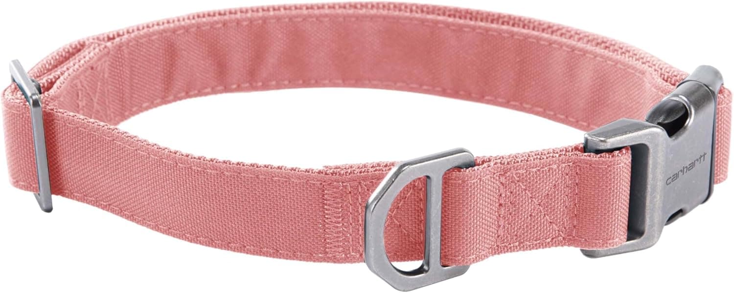 Carhartt Field Dog Collar, Fully Adjustable, Durable 600-Denier Fabric W/Reflective Wordmark for Visibility, Rose Tint, Medium