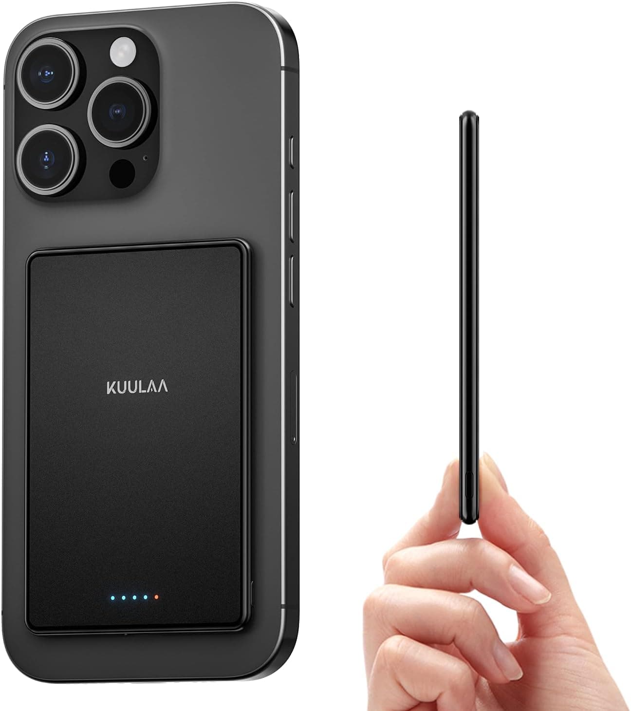 Kuulaa Power Bank Ultra Slim, 0.28 in MagSafe PowerBank 5000 mAh, PD20W Small Power Bank, Magnetic Wireless External Mobile Phone Batteries for iPhone 16 Pro/15/14/13/12 Series (Black)