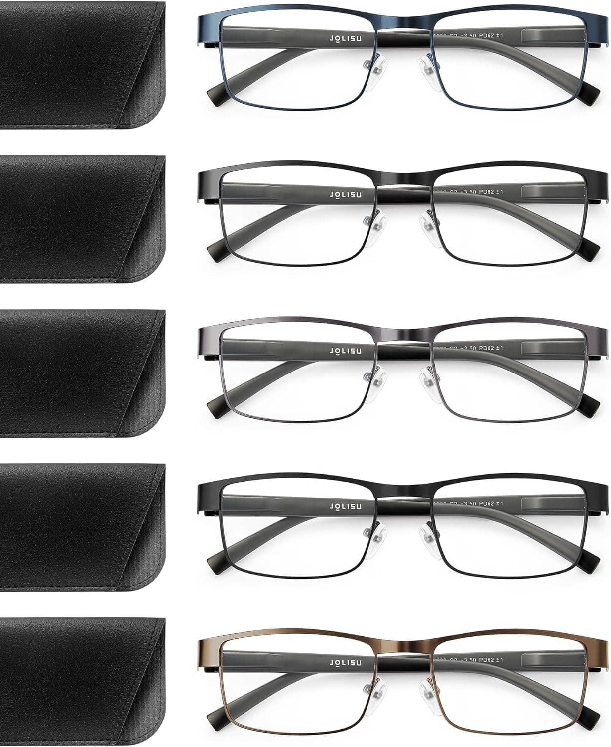 5PCS Reading Glasses Men - Blue Light Blocking Computer Metal Thin Frame Readers For Mens/Women