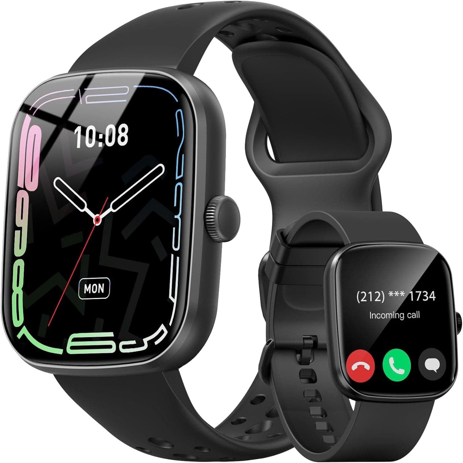 Smart Watch (Answer/Make Call), 1.96" SmartWatches for Men Women with Heart Rate/Activity Tracking, Fitness Tracker Watch with IP68 Waterproof/Pedometer, Smart Watch for Android/iPhone Compatible