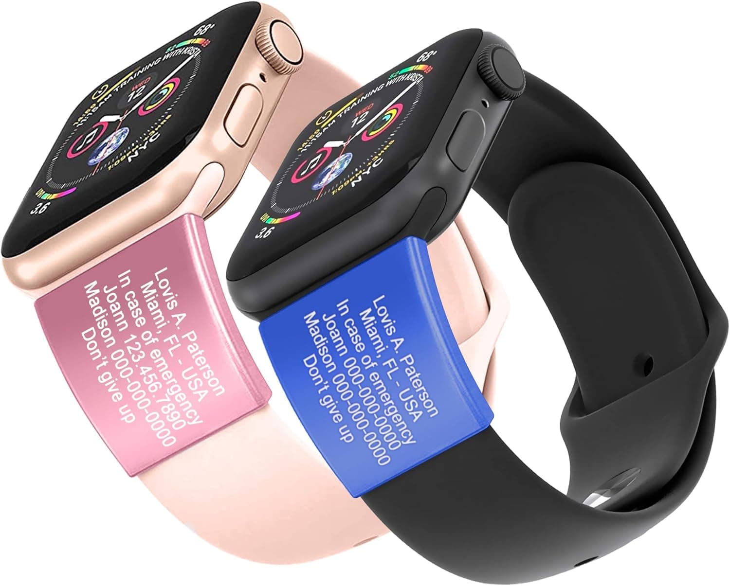 Laser Engraved ID Tag for Apple Watch Band – Medical Alert Safety Plate for Runners, Fitness & Smartwatch Users (Engraved Text)