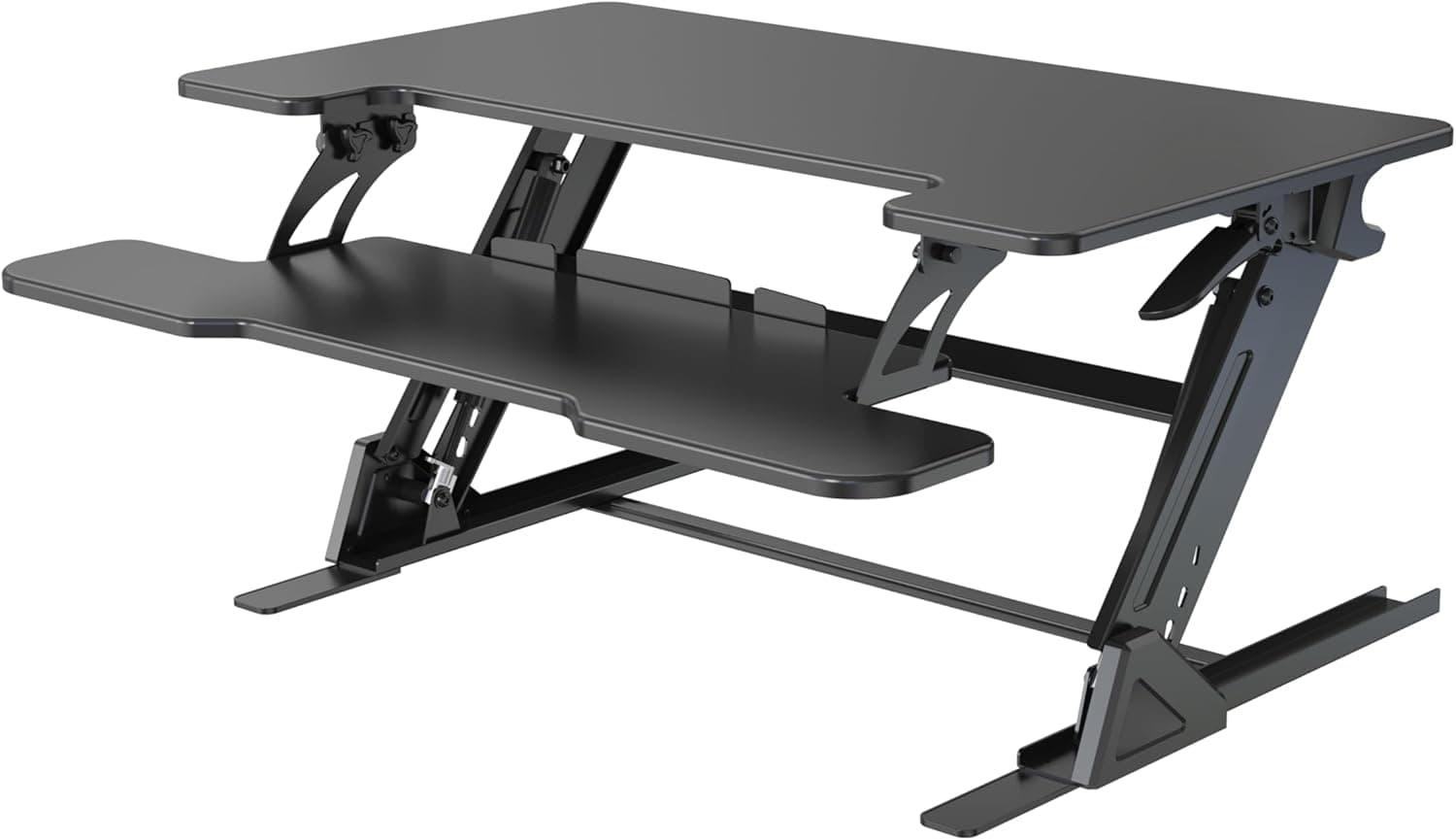 Standing Desk Converter 32 x 24 Inches - Height Adjustable Sit to Stand Riser with Keyboard Tray, Ergonomic Workstation for Home Office, Black