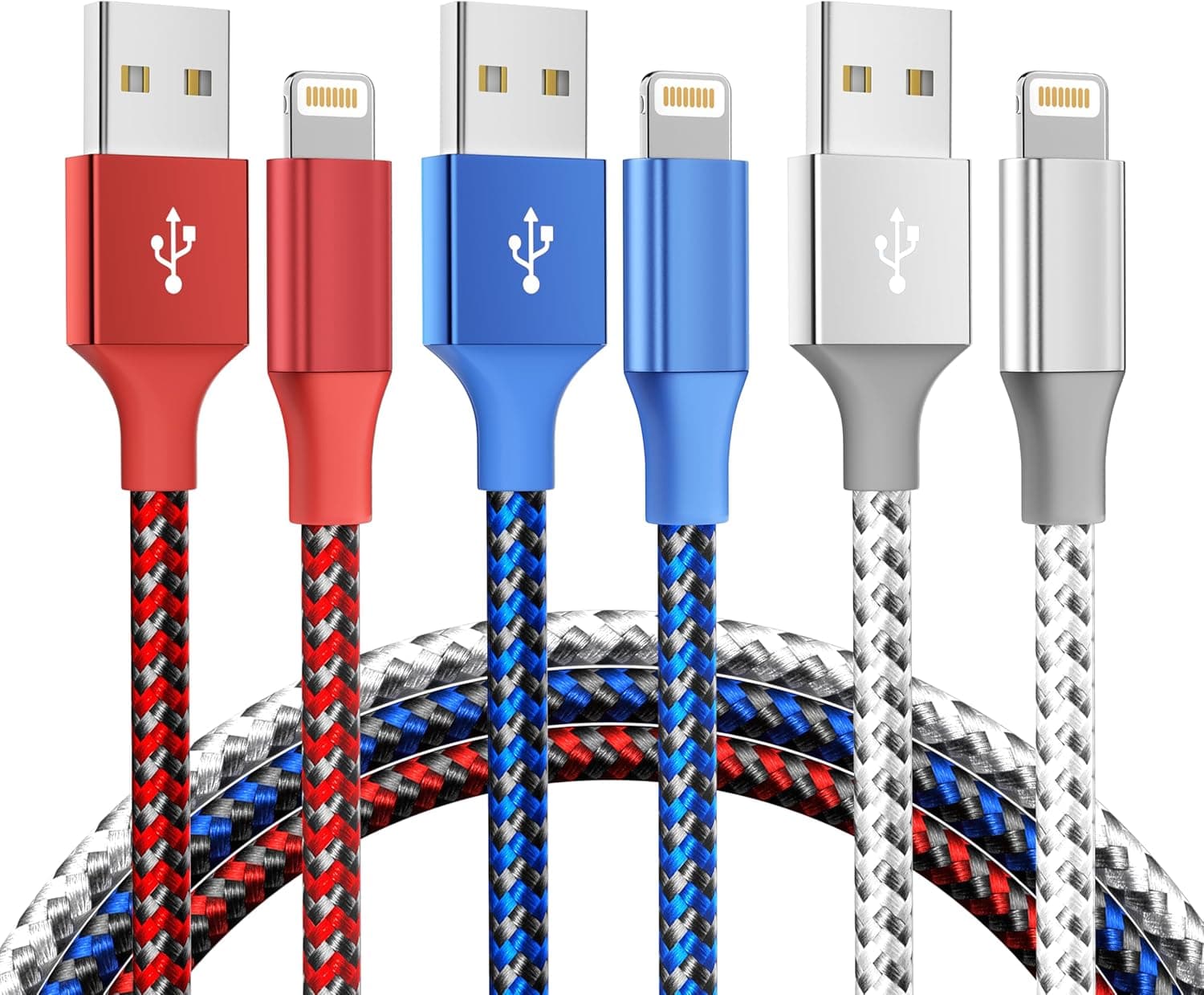 MenoSupp iPhone Charger 3Pack 10FT MFi Certified Nylon Braided Cord Fast Charging Lightning Cable Compatible with iPhone 14/13/12/11 Pro/11/XS MAX/XR and More