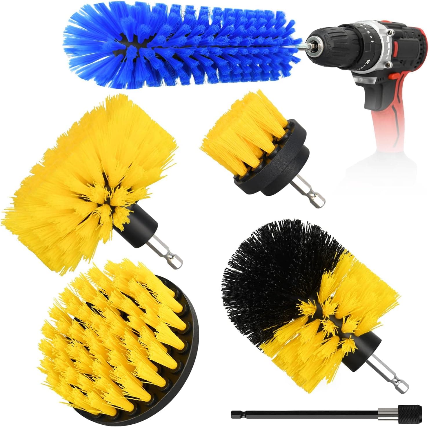 6pcs Drill Brush Attachment Set, for Tile Grout, Bathroom, Kitchen, Car Wheel, Floor, Sink, Corner
