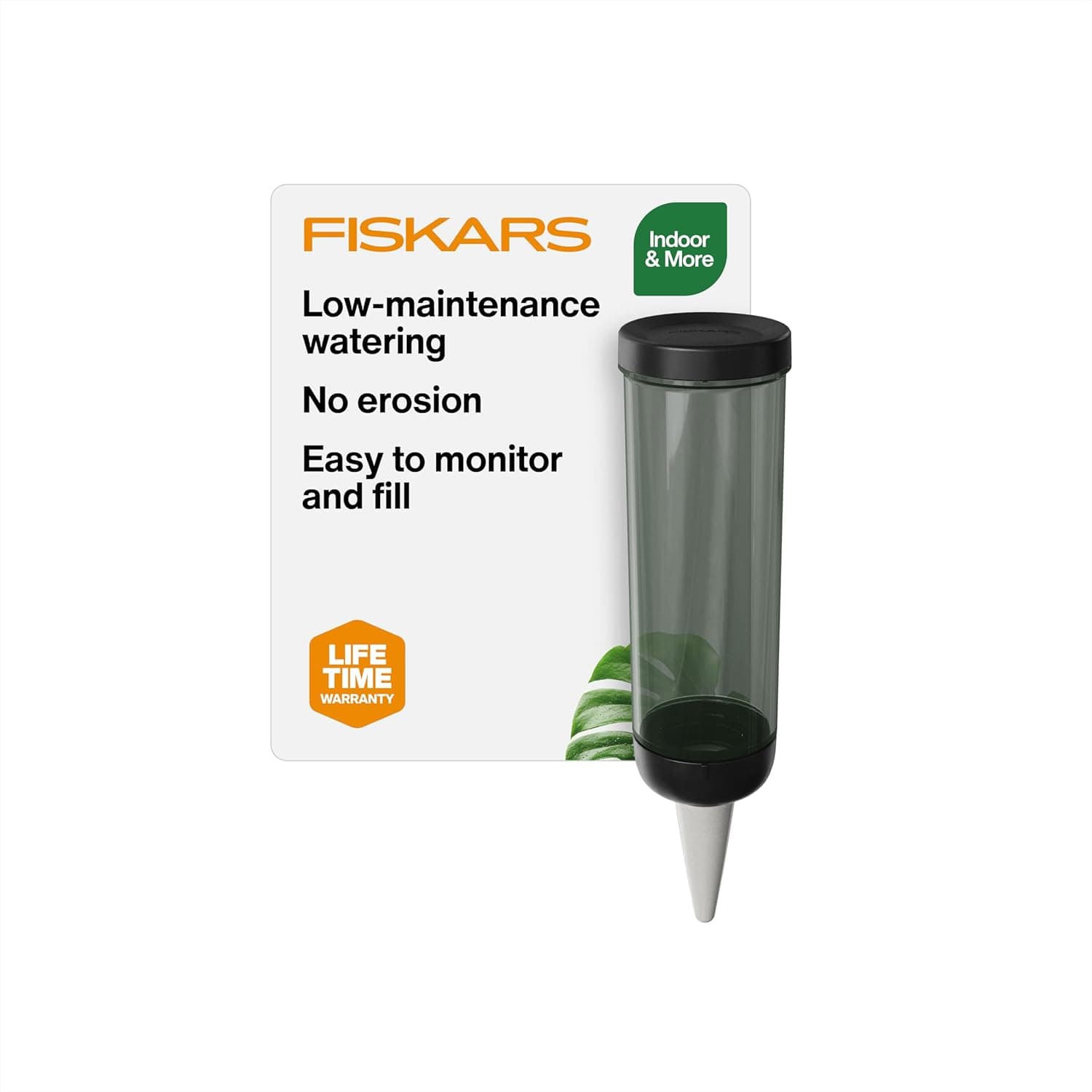 Fiskars LifeWell Watering Spike for Indoor Plants – Self-Watering Device with Transparent Reservoir, Porous Ceramic Cone, UV-Resistant & Recycled Plastic, 11.75 oz
