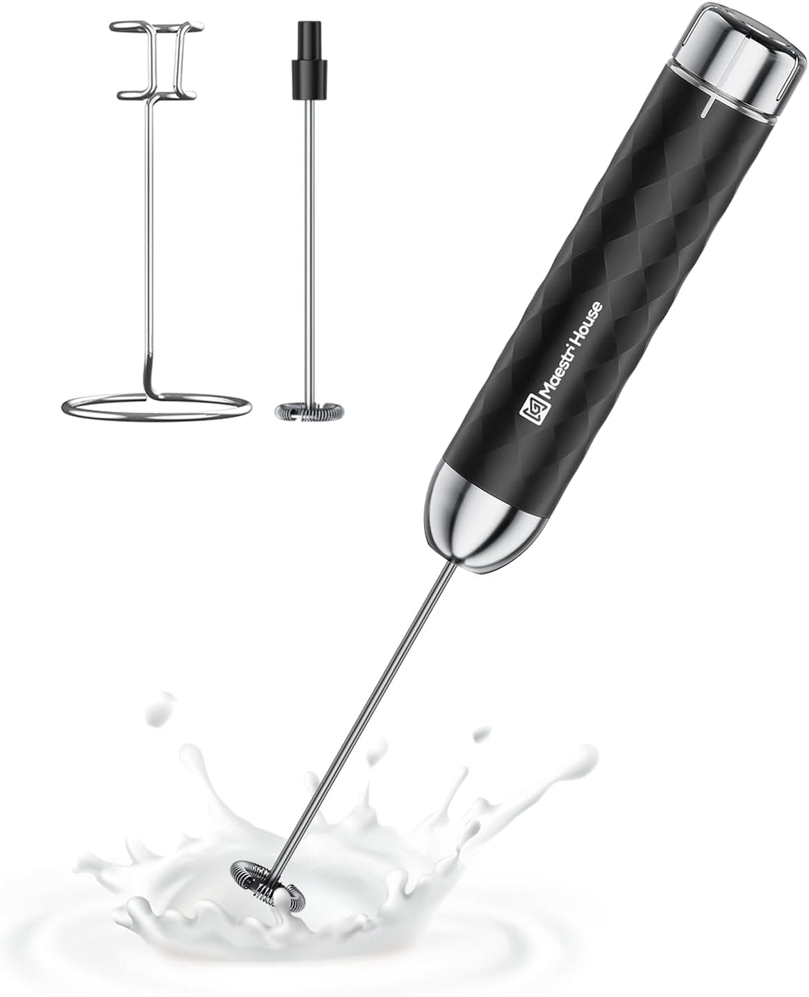 Maestri House Rechargeable Milk Frother with Stepless Speed Control, LunaFro 2.0 Handheld Electric Foam Maker Waterproof Drink Mixer Foamer for Lattes, Cappuccino