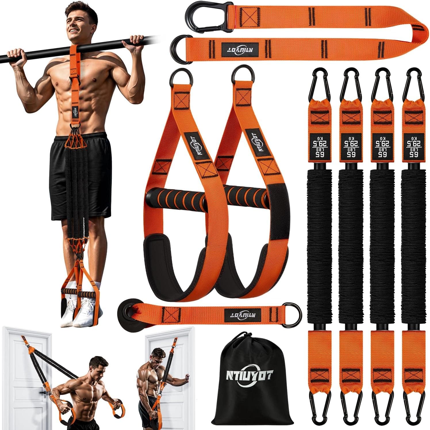 Pull Up Bands, Heavy Duty Resistance Bands with Handle, Workout Bands for Pull Up Bar, Pullup Assist Band Set for Exercise, Full Body Workout, Home Gym for Enhanced Strength, Muscle Training