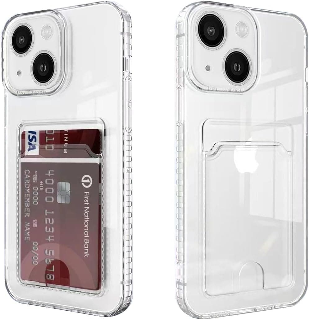 Compatible with iPhone 15 case with Card Holder, Clear Card Slot case, Ultra-Thin, Soft, Shockproof, Credit Card Protective Cover for iPhone 15