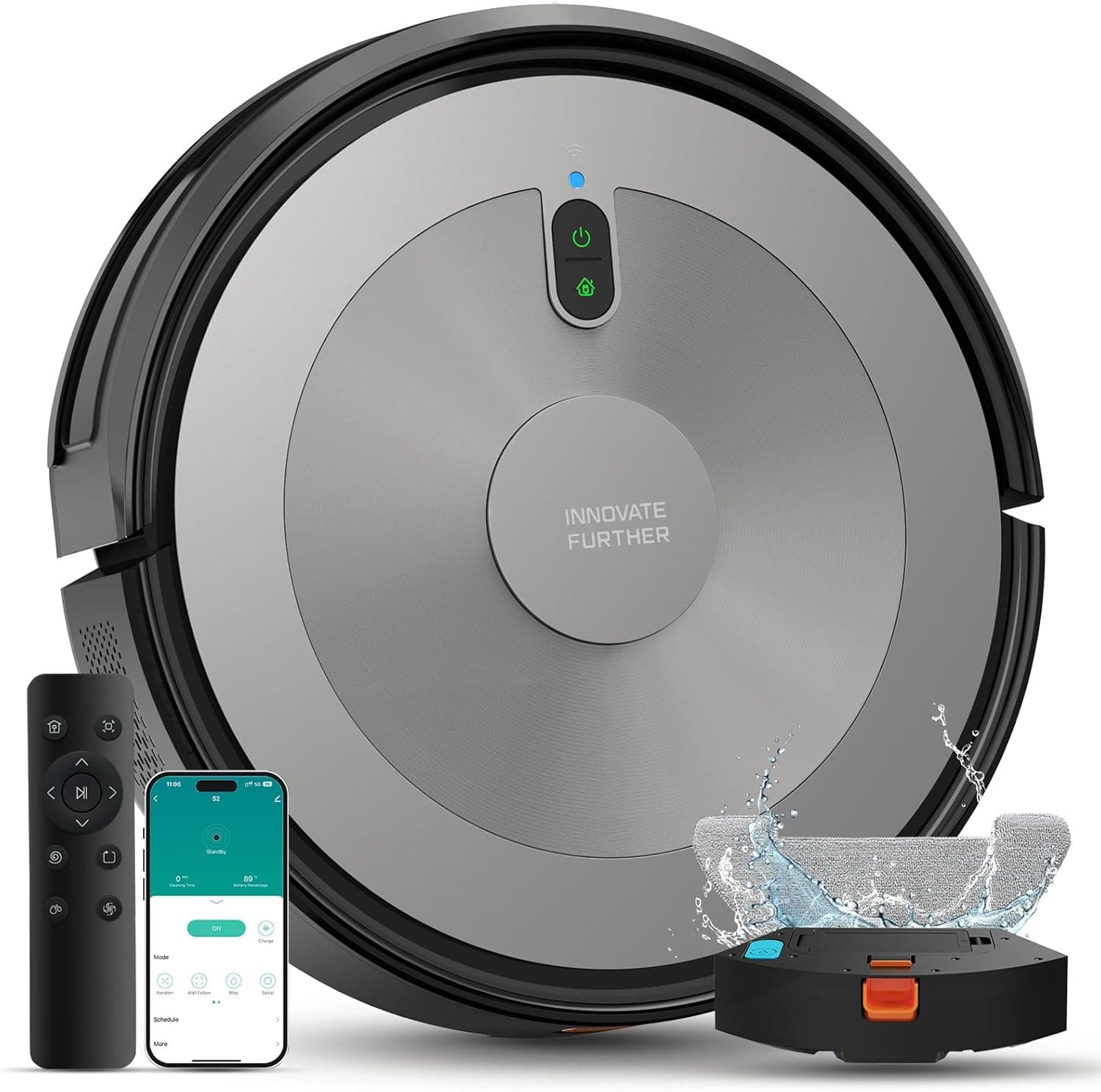 Robot Vacuum and Mop Combo, 3 in 1 Robotic Vacuum Cleaner with 4000Pa Max Suction Brushless Motor, Tangle Free, Auto Charging, Schedule, App/Remote Control, Ideal for Hard Floor, Pet Hair, Carpet