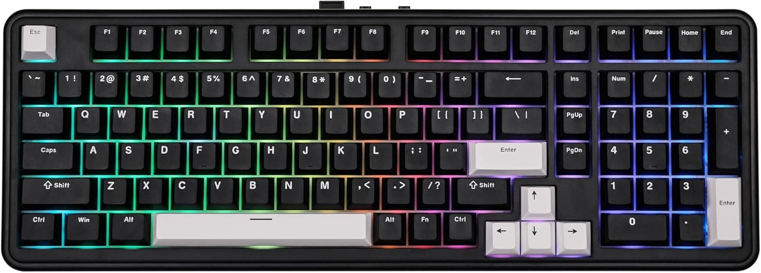 EPOMAKER TH99 Tri-Mode Wireless Mechanical Keyboard with 8000mAh Battery, Hot Swappable Custom RGB Gaming Keyboard with Numpad, Gasket Creamy for PC/Mac/Office (Black, Sea Salt Silent)