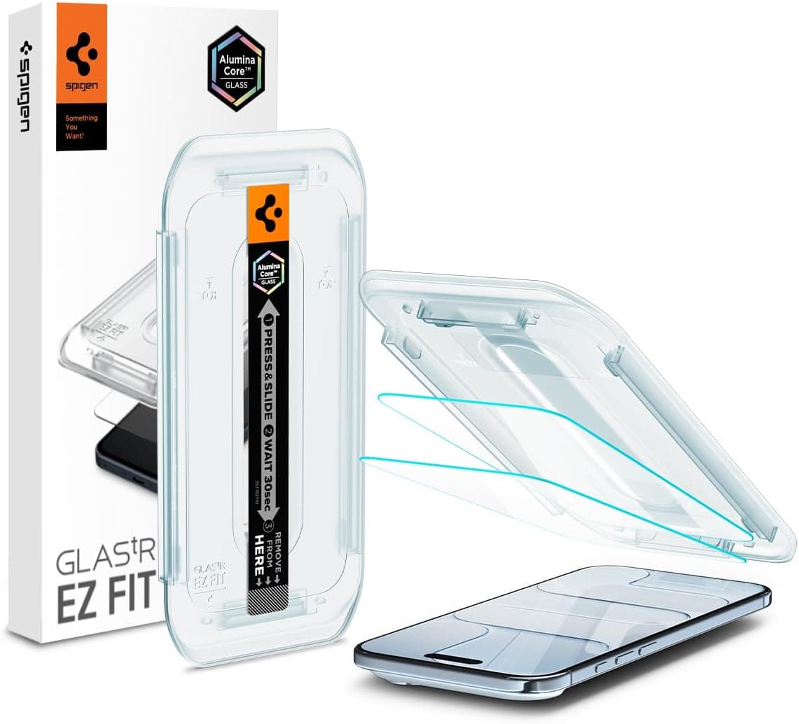 Spigen AluminaCore Tempered Glass Screen Protector [Glas.tR EZ Fit] designed for iPhone Air [2 Pack] 9H+ Hardness, Aluminum-Enhanced Durability