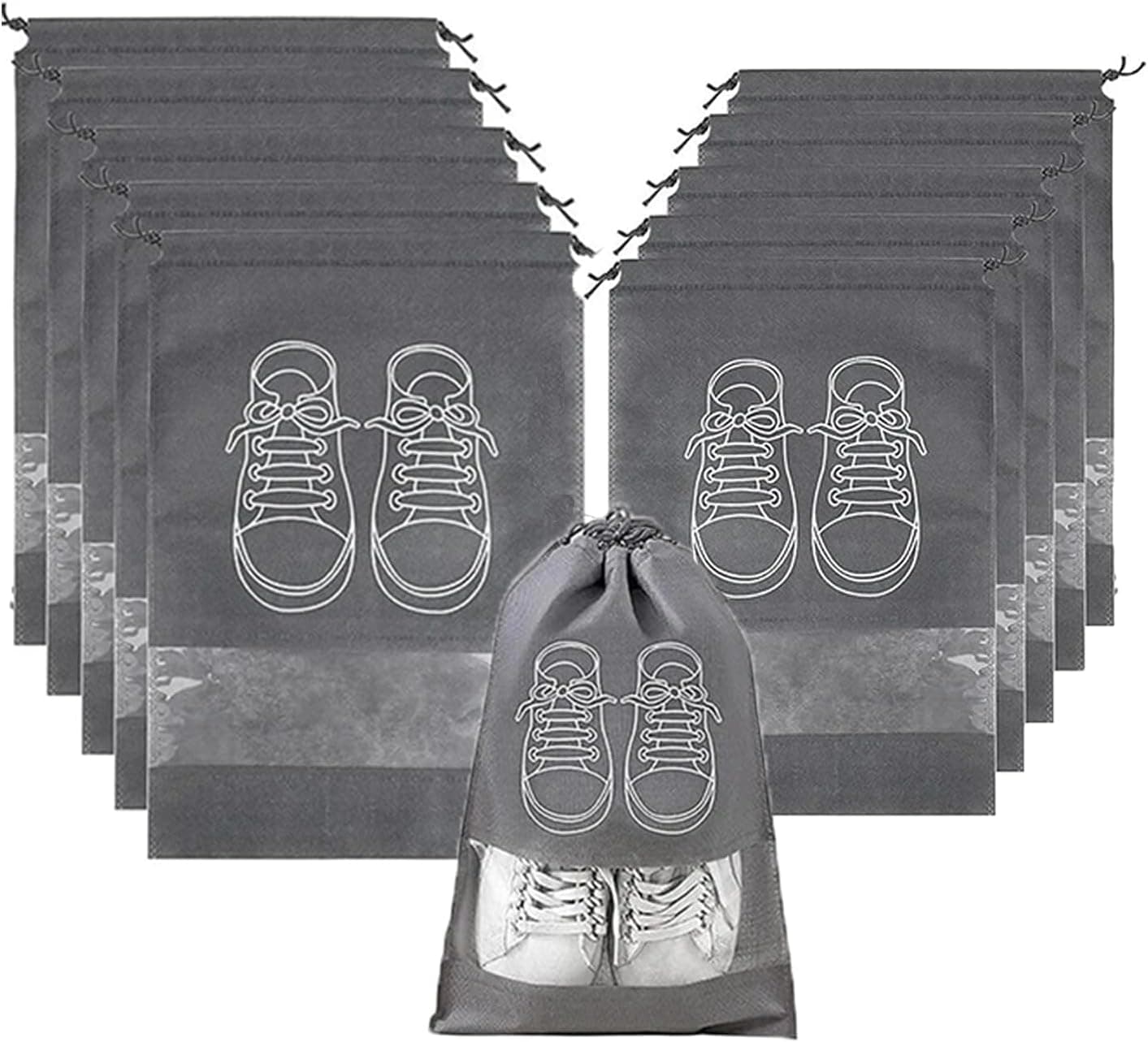 Shoe Bags for Travel, 10 Pcs Travel Shoe Bag Travel Bags Covers for Traveling Packing, Travel Shoe Bags for Storage for Packing in Suitcase (Large, Medium)