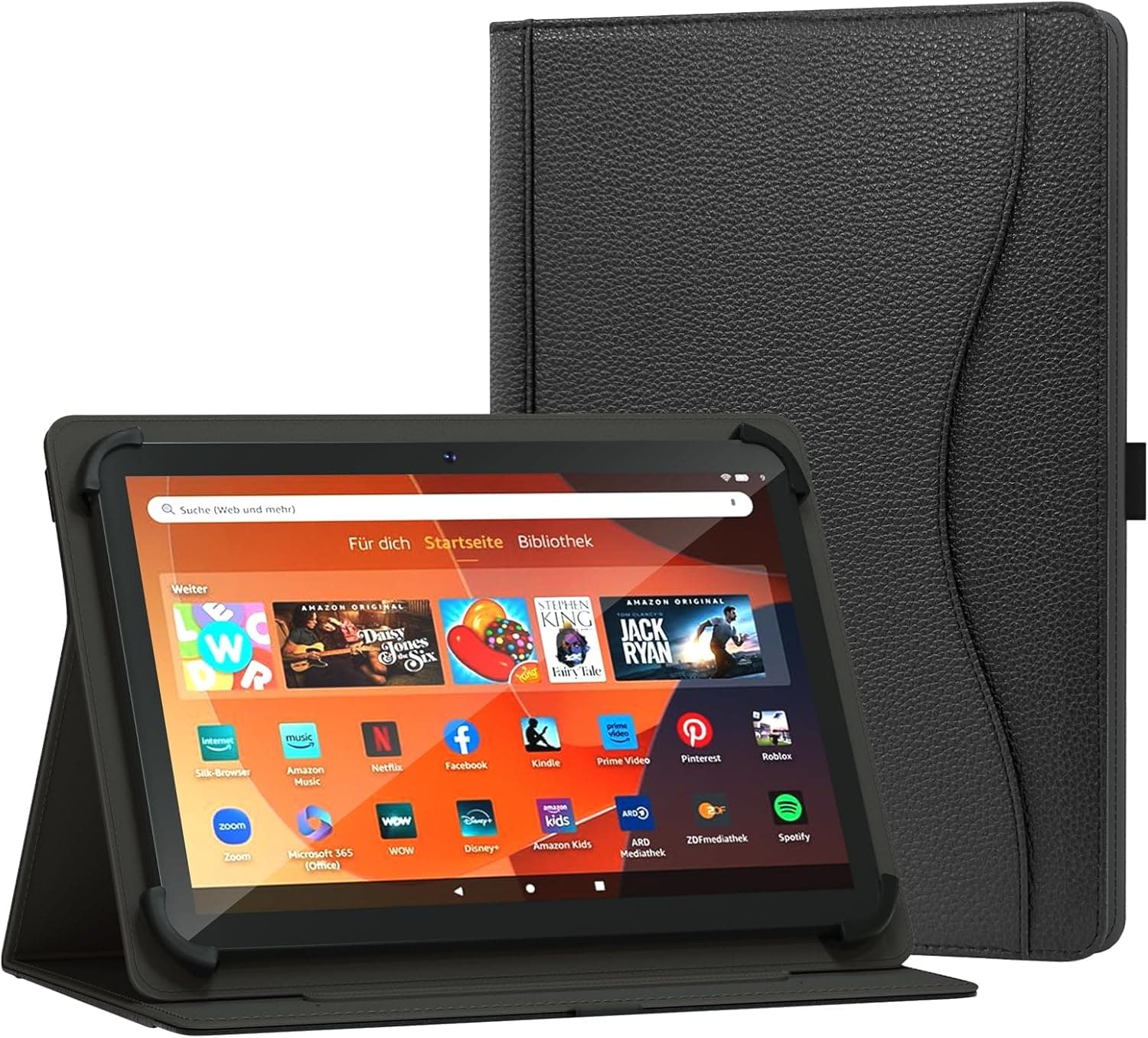 Universal 10 11 inch Tablet Case for T-Mobile Revvl Tab 2 10.1 inch Tablet Case, Multi-Angle Viewing Stand Cover with Pocket for 9.6-11 Inch Android Tablet, Black