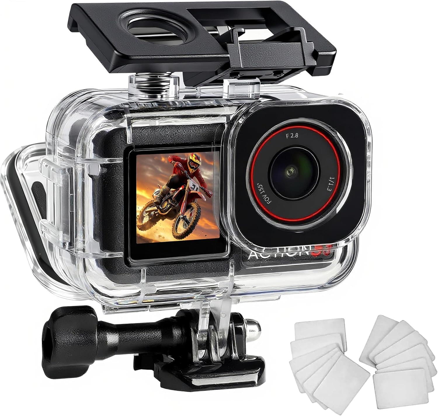 FitStill 196FT/60M Waterproof Case Compatible for DJI Osmo Action 5 Pro Action 4 Action 3,Underwater Diving Protective Cover Cage Shell Accessories Invisible Dive Housing for Action 5 Pro/4/3 Camera