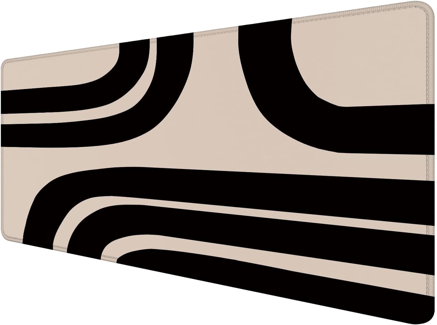 Retro Beige and Black Large Mouse Pad 31.5x15.7inch, Boho Abstract Modern Art Extended Computer Desk Mat Mousepad for Keyboard and Mouse, Minimalist Desk Accessory