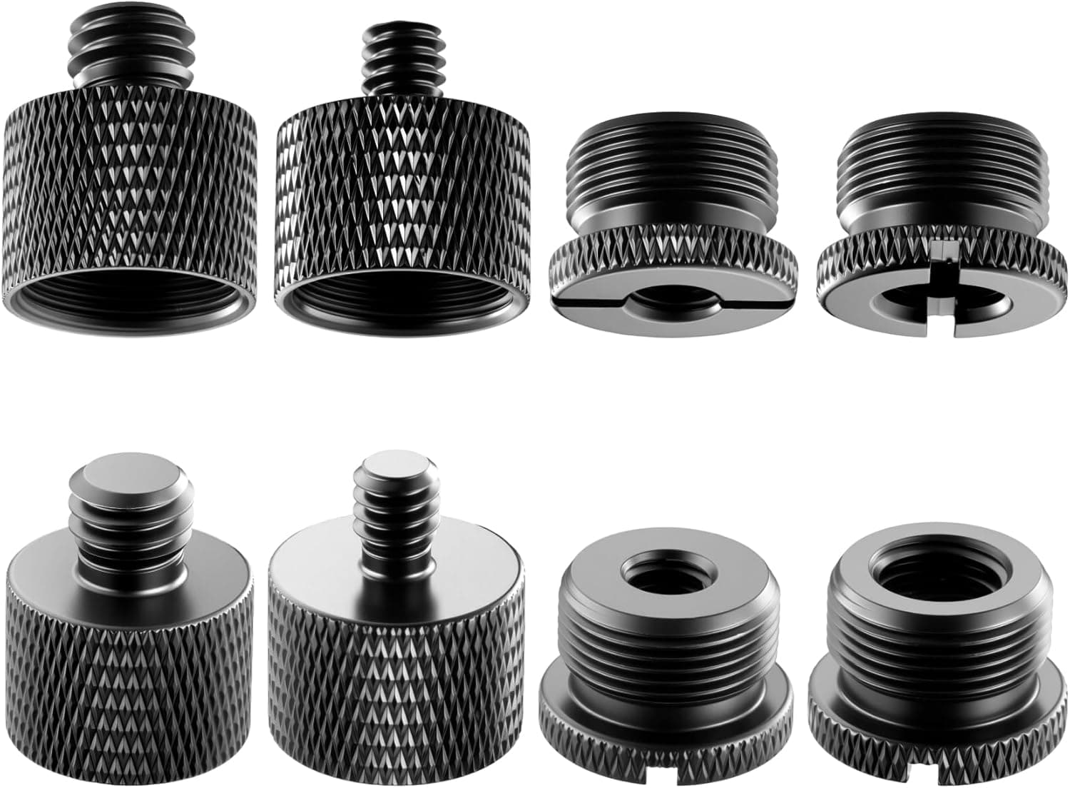 8 Pack Mic Stand Adapter 5/8 Female to 3/8 Male and 3/8 Female to 5/8 Male, 5/8 Female to 1/4 Male and 1/4 Female to 5/8 Male Screw Thread Adapter Mic for Microphone Stand Boom Arm Camera Tripod