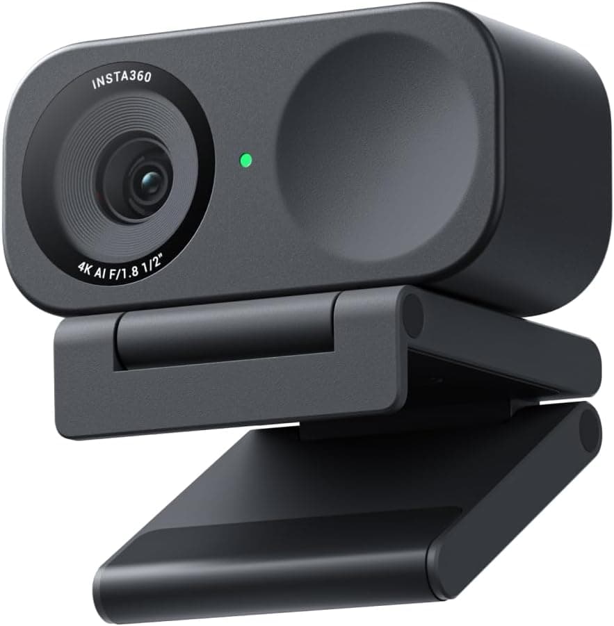 Insta360 Link 2C - 4K Webcam for PC/Mac, 1/2" Sensor, Auto Framing, HDR, AI Noise-Canceling Mic, Gesture Control for Streaming, Video Calls, Gaming, Works with Zoom, Teams, Black