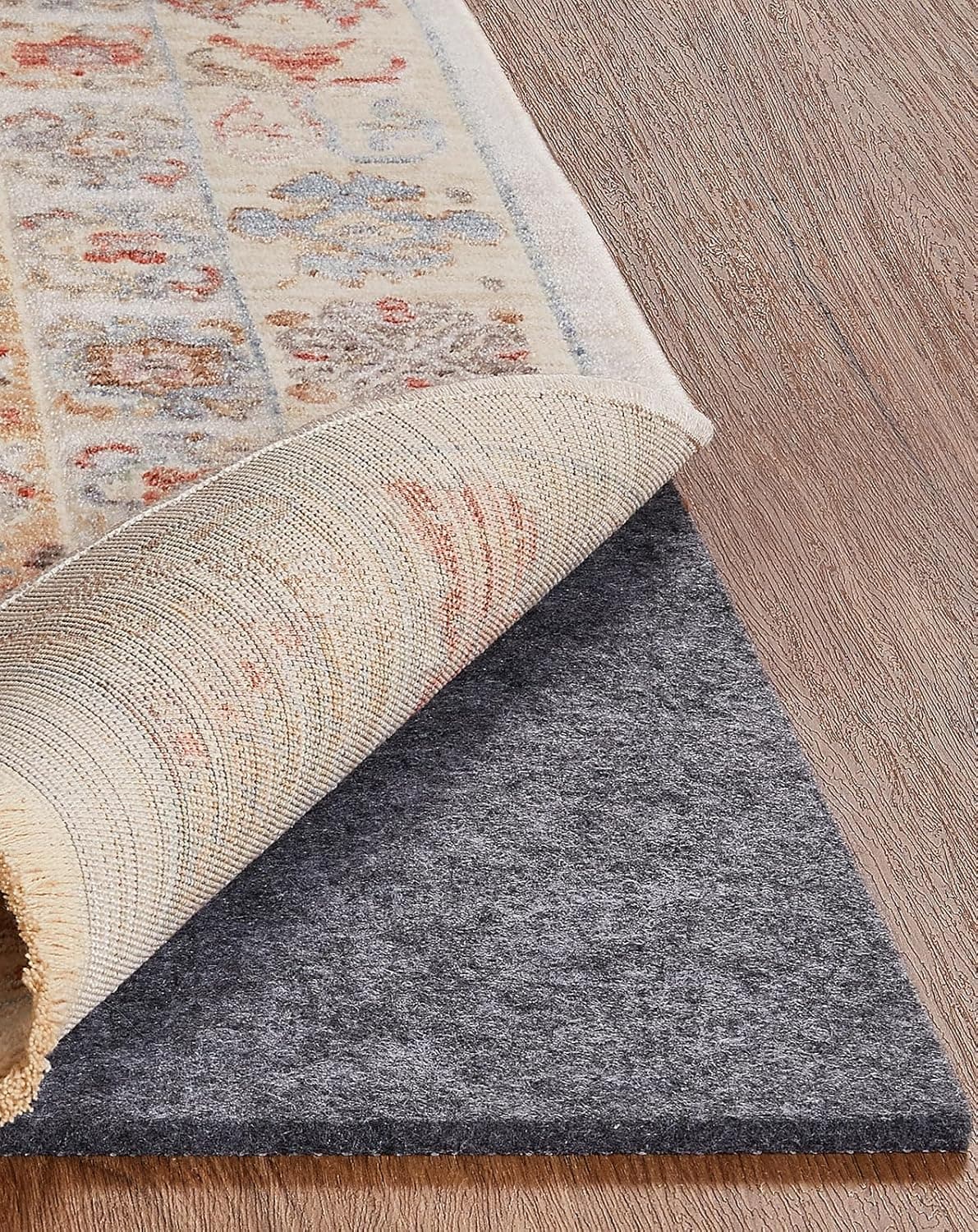 Veken Non Slip Cushioned Rug Pad Gripper 8 x 10 Ft, Felt and Silicone Backing, 3/8 inch Thick Carpet Liner for Hardwood Floors and Finishes, Under Area Rugs Anti Skid Mat, Keep Rugs Safe and in Place