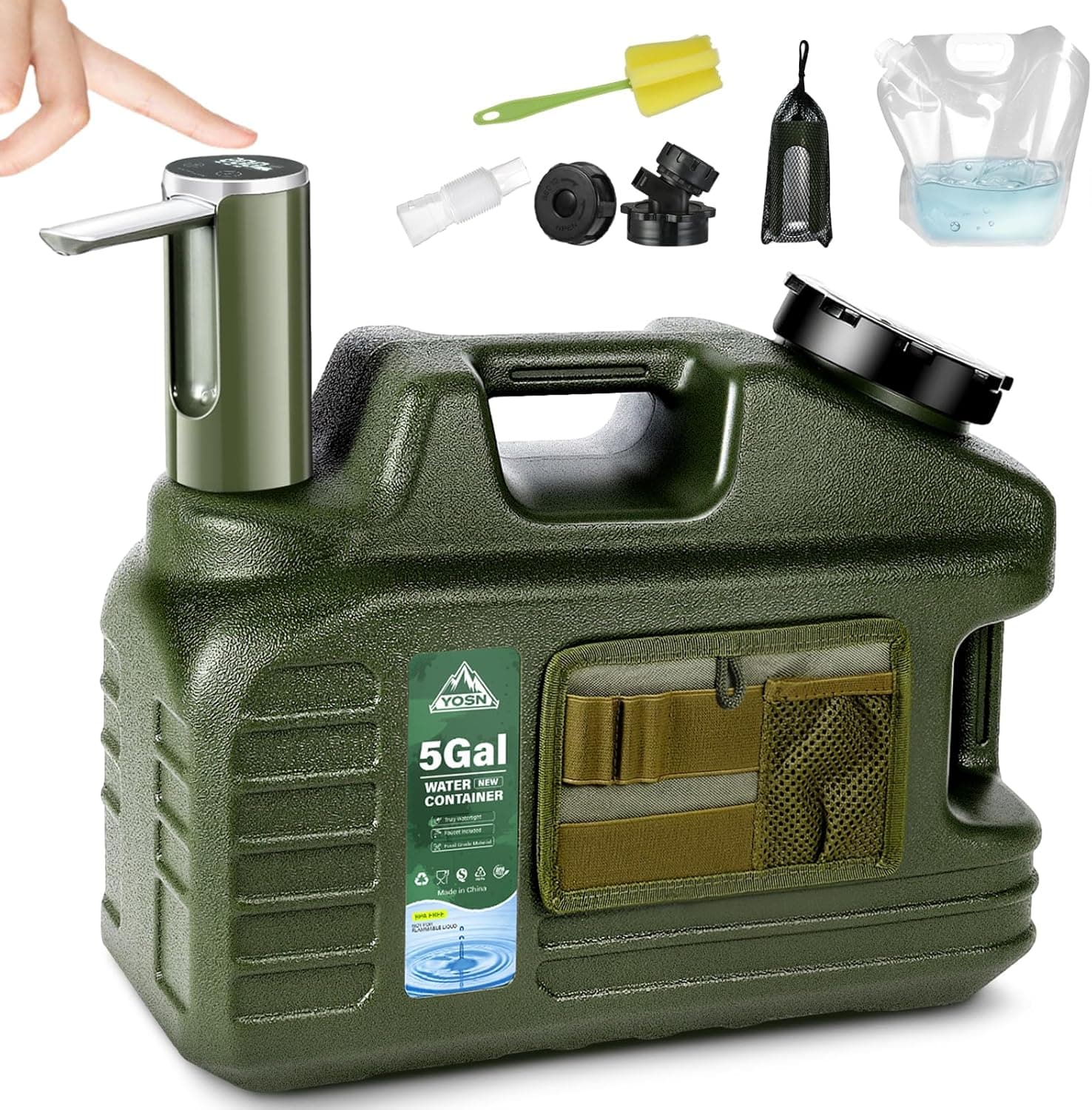 5 Gallon Water Jug with Pump, Camping Water Container, BPA Free Portable Water Dispenser with Spigot, Leak-Proof Large Camping Water Jug for Emergency Storage, Outdoor, Hiking, Road Trips