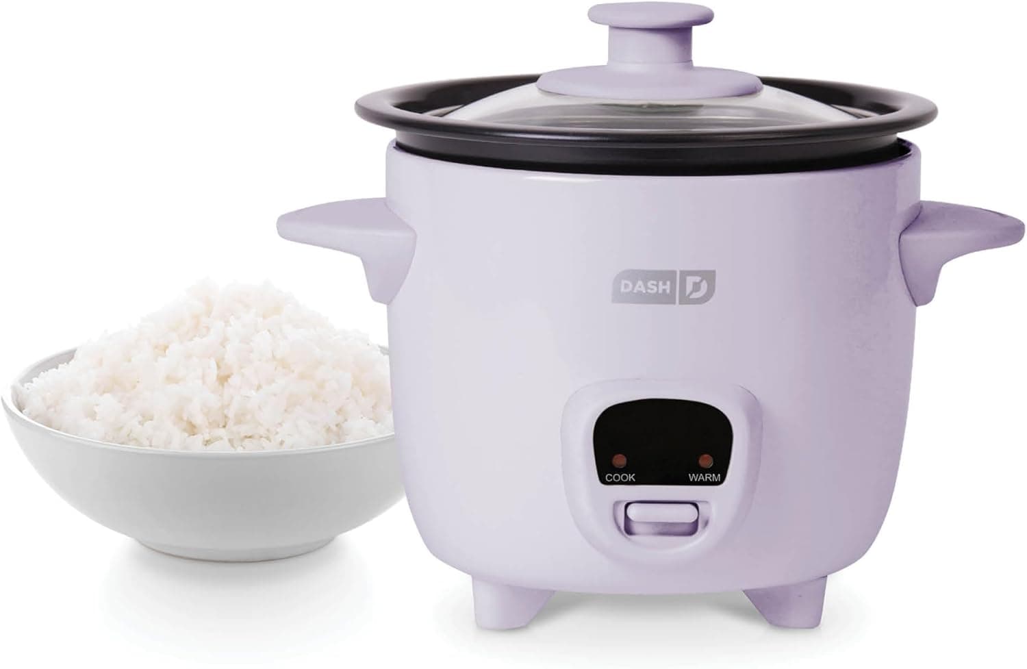 Dash Mini Rice Cooker Steamer with Removable Nonstick Pot, Keep Warm Function & Recipe Guide, 2 cups, for Soups, Stews, Grains & Oatmeal - Lavender