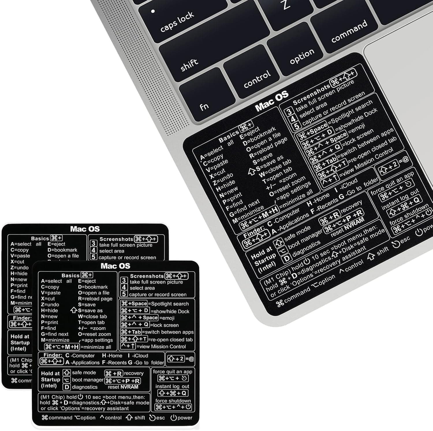 Mac OS Shortcut Stickers (2-Pack) – MacBook Keyboard Cheat Sheet for macOS (2025) – Waterproof Removable Vinyl Decals for MacBook Air/Pro, M1/M2/M3/M4