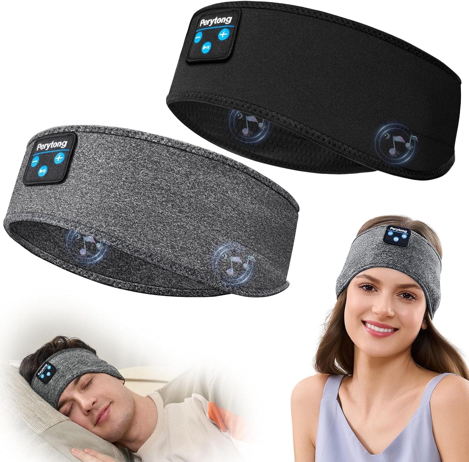 2 Pack Sleep Headphones, Sleeping Headphones | Bluetooth Headband with Ultra-Thin HD Stereo Speaker, Wireless Headphone for Sports, Insomnia, Yoga, Air Travel, Meditation