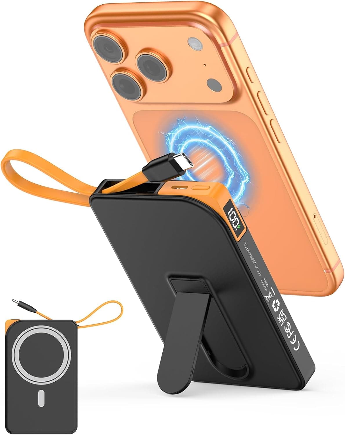 for Magsafe Battery Pack, 10000mAh Magnetic Portable Charger with USB-C Cable 22.5W Fast Charging, Foldable Stand & LED Display Wireless Power Bank，Powerbank for iPhone17/16/15/14/13/12 All Series