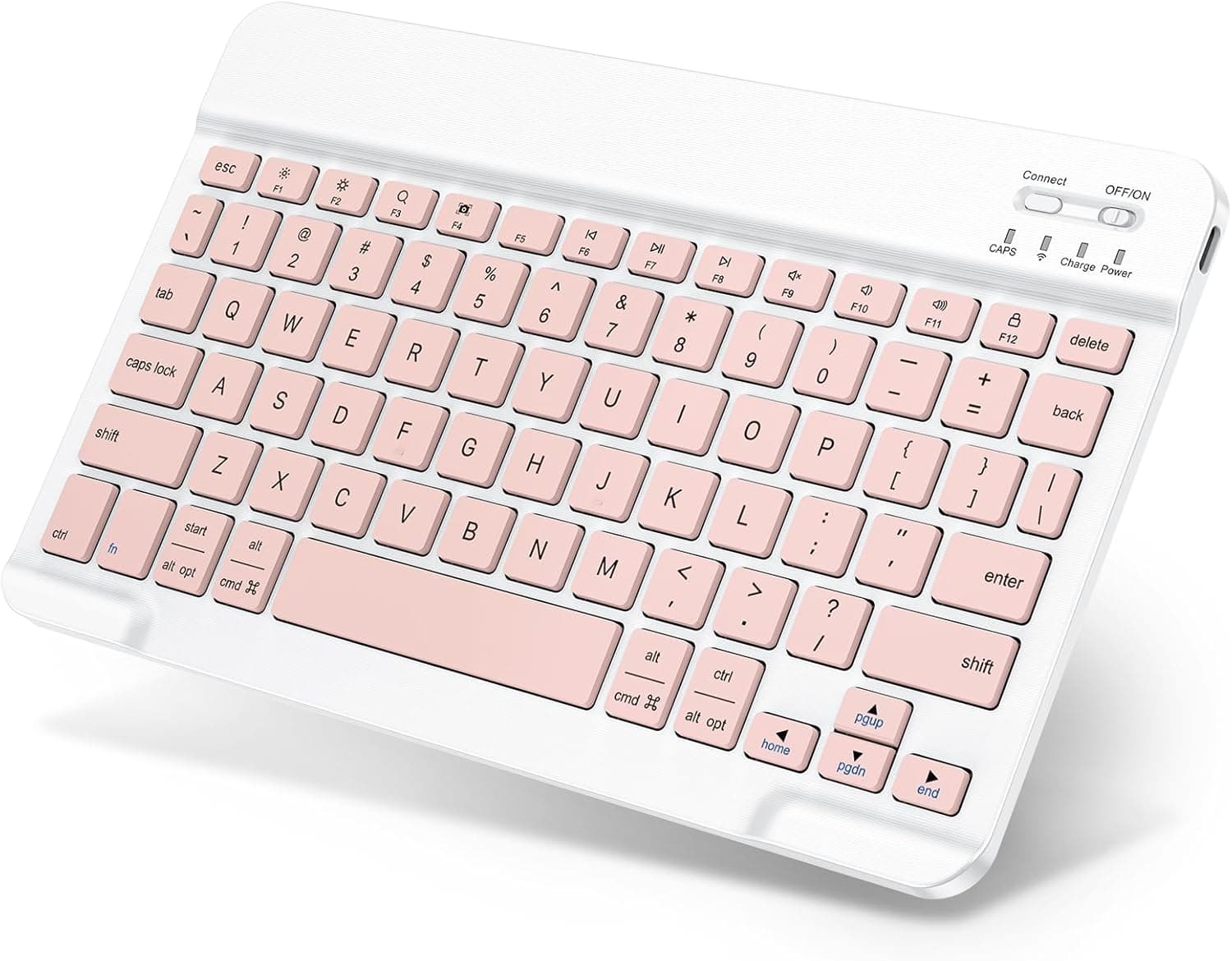 Emetok Wireless Keyboard for iPad/iOS/Android/Windows, Mini Bluetooth Keyboard, Portable Size Ultra-Slim Design, Rechargeable Speedier Response/Comfortable Typing, Pink