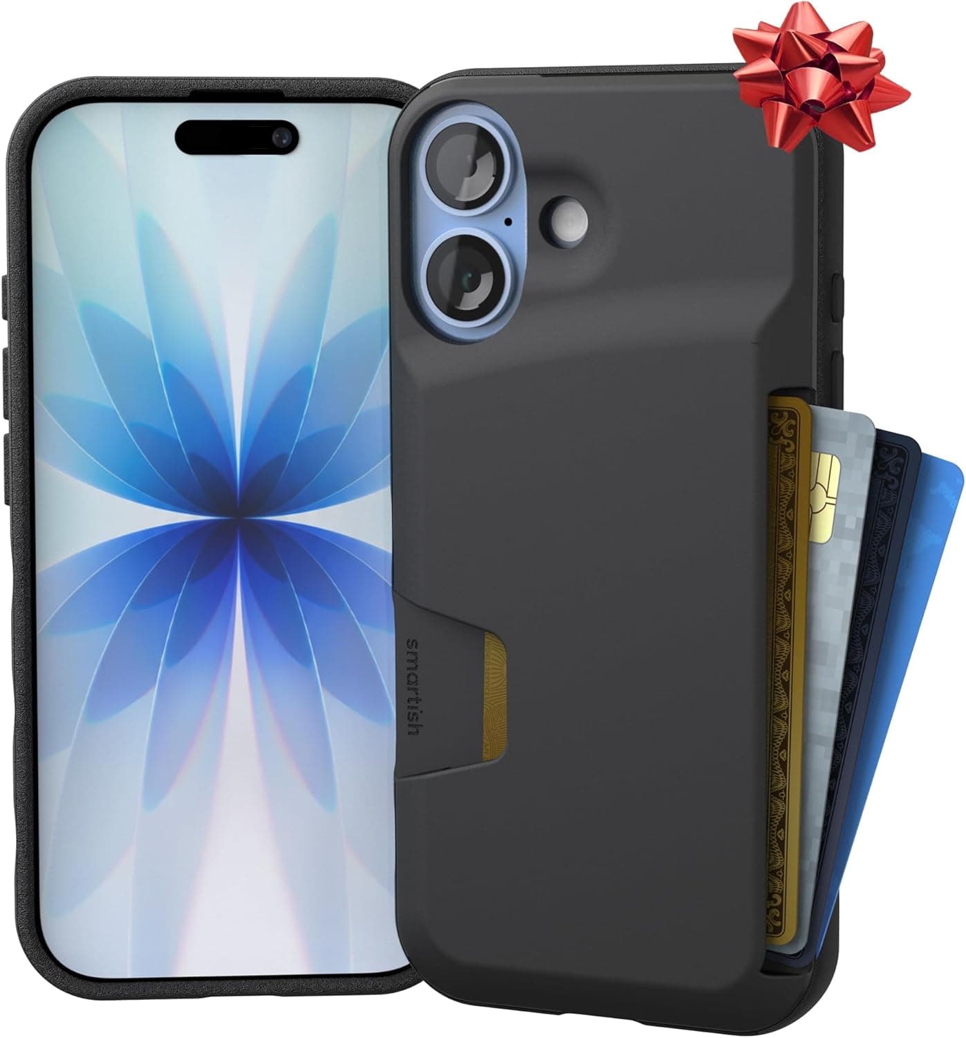 Smartish® iPhone 17 Wallet Case - Wallet Slayer Vol. 1 [Slim + Protective] Credit Card Holder - Drop Tested Flip Hidden Card Slot Cover for Apple iPhone 17 - Black Tie Affair