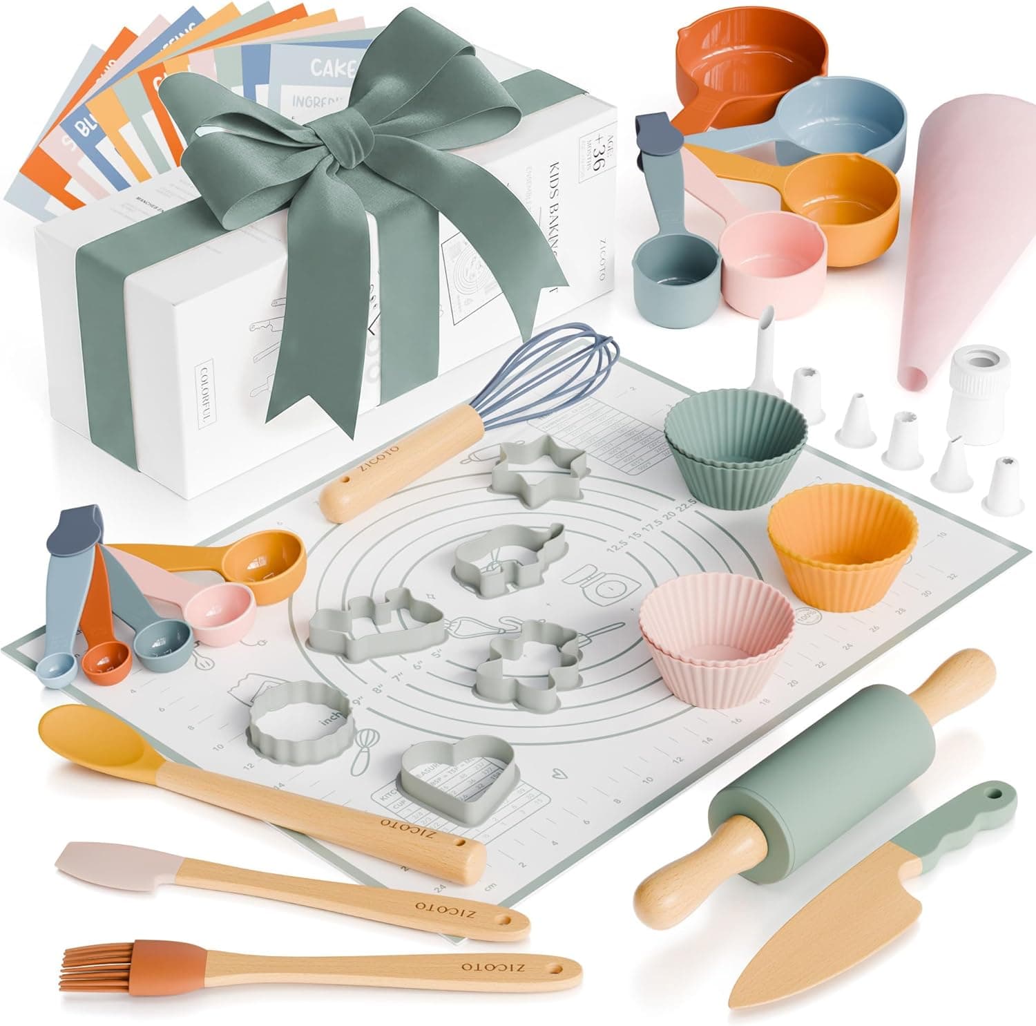 Wooden Baking Set for Kids - A Complete Set of Real Kitchen Utensils Gives Toddlers a Fun Cooking Experience - Durable Safe to Use Tools are Perfect for Gifting to Create Lasting Family Memories