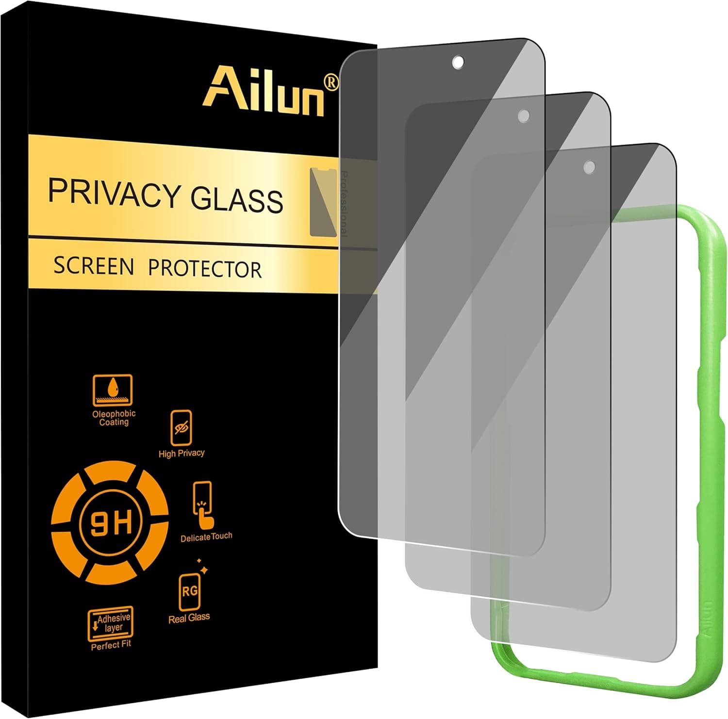 Ailun 3 Pack Privacy Screen Protector for iPhone 17 [6.3 inch] with installation frame, Anti Spy Private Tempered Glass Anti-Scratch Case Friendly [Not for iPhone 17 Pro/17 Pro Max/iPhone Air]