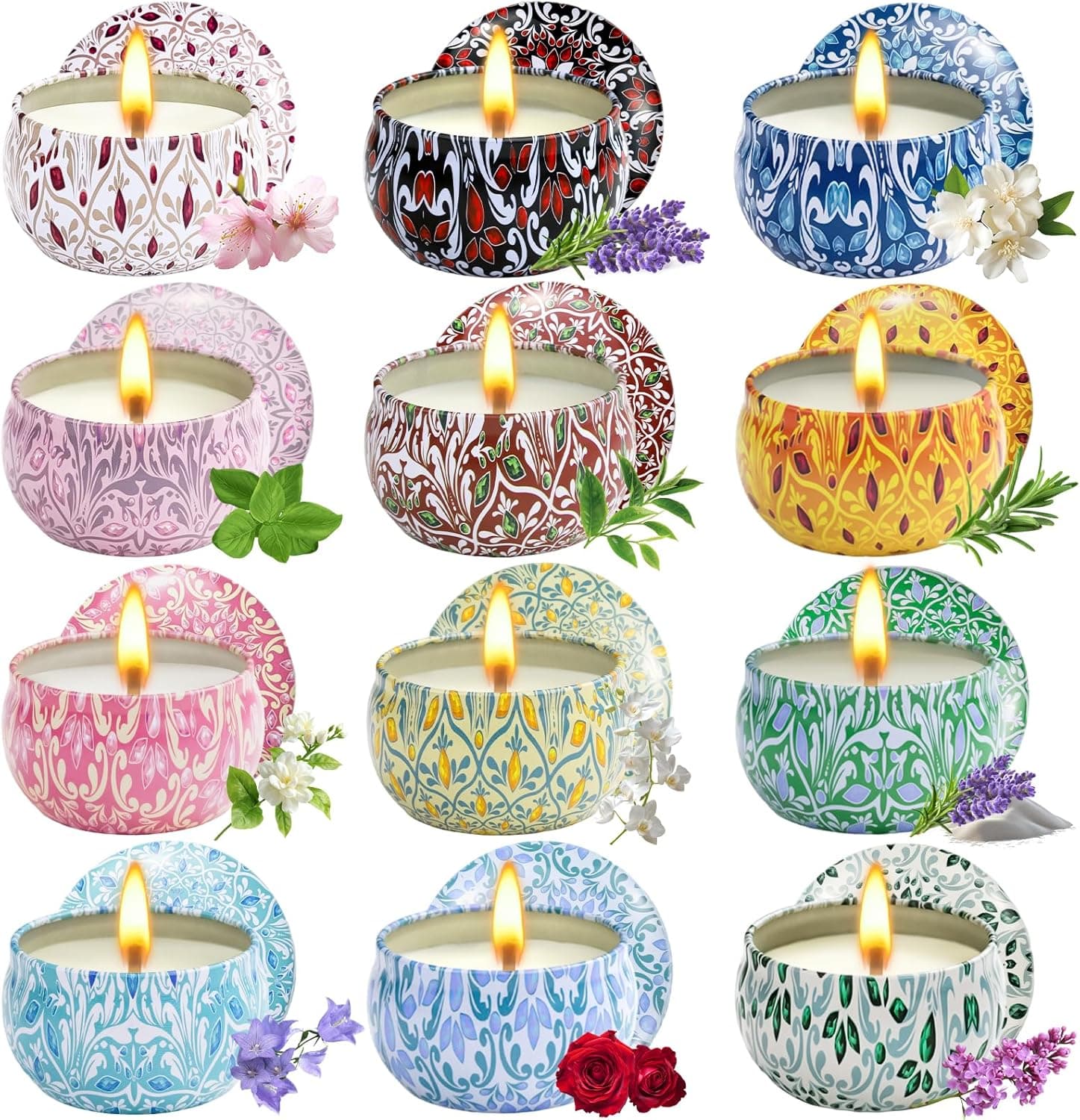 12 Pack Scented Candles Gifts for Women, Natural Soy Candles for Home Scented, Aromatherapy Christmas Candle Sets Gift for Women, Sister, Friends, Colleague