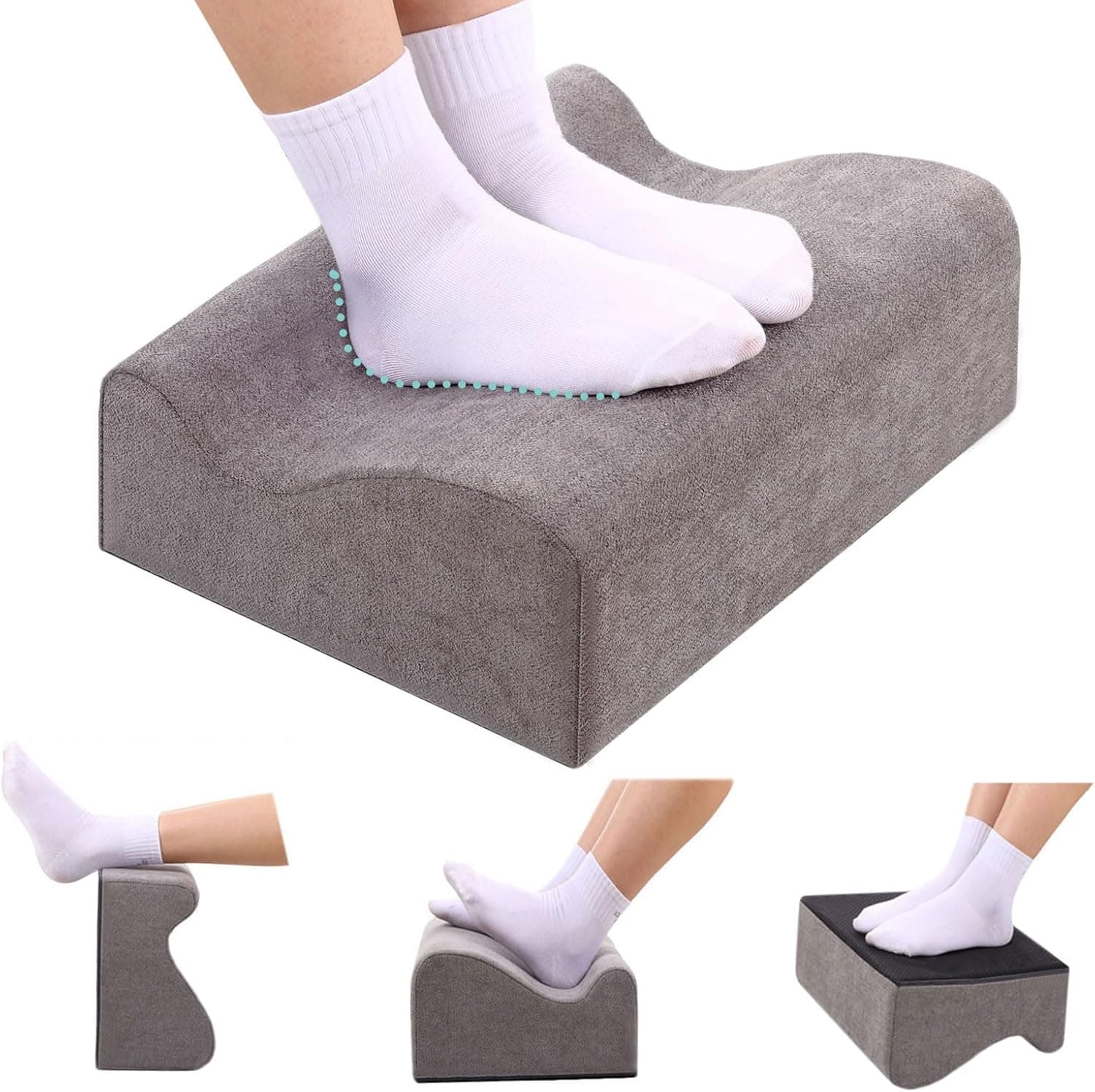 Foot Rest for Under Desk at Work, Ergonomic Under Desk Footrest with Washable Cover, Memory Foam Foot Stool for Office Chair & Gaming Chair, Back & Hip Pain Relief, Dark Gray