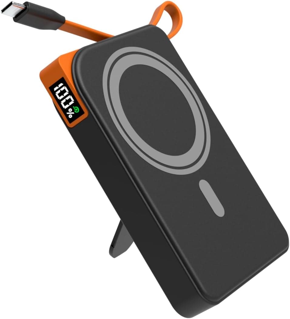 for Magsafe Battery Pack, 10000mAh Magnetic Portable Charger with USB-C Cable 22.5W Fast Charging, Foldable Stand & LED Display Wireless Power Bank，Powerbank for iPhone17/16/15/14/13/12 All Series