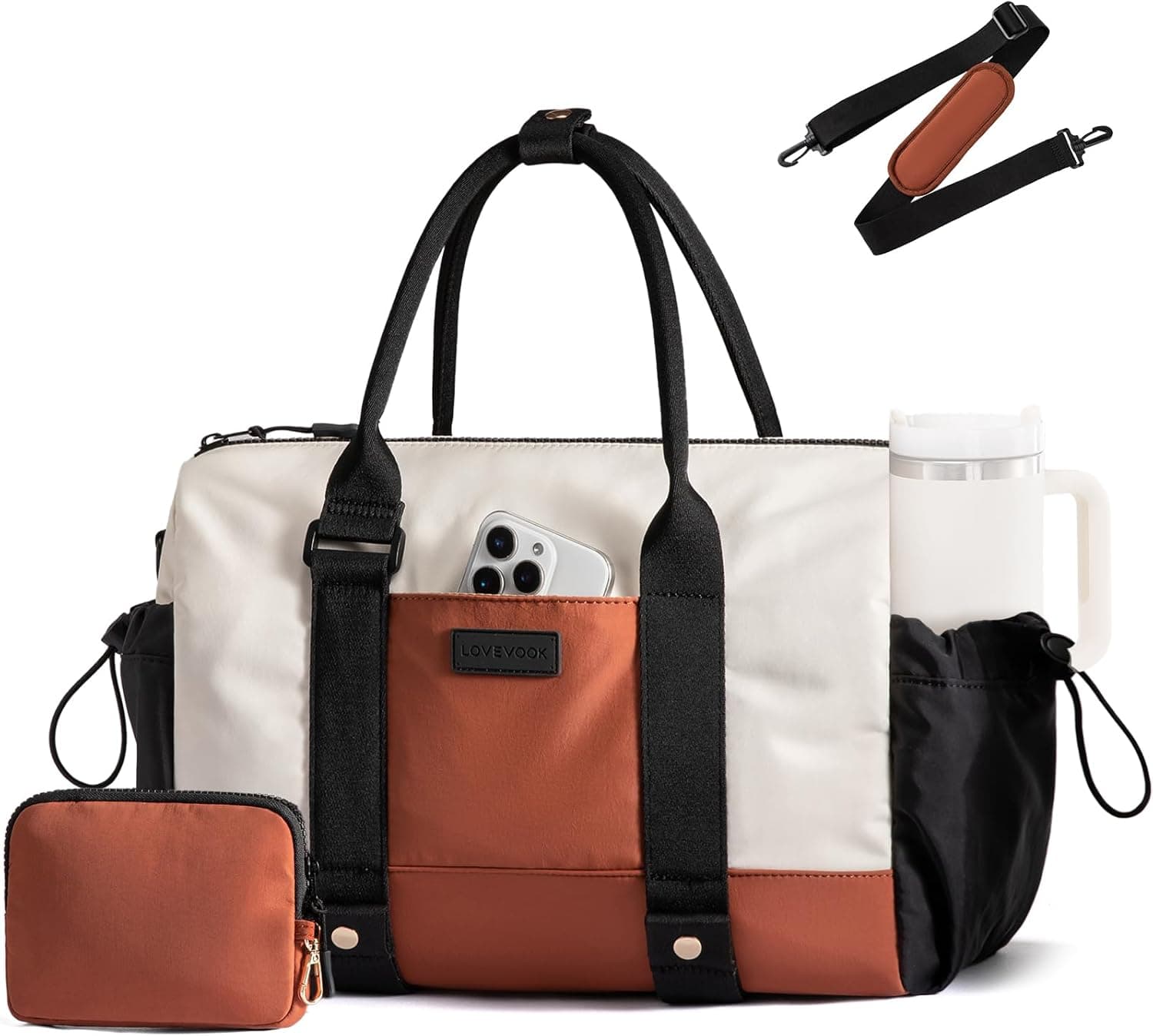 LOVEVOOK Small Gym Bag for Women with Yoga mat Holder, Mini Duffle Bag for Travel with Wet Pocket, Overnight Personal Item Bags, Lightweight Carry on Weekender Duffel for Workout, Dance, Ballet