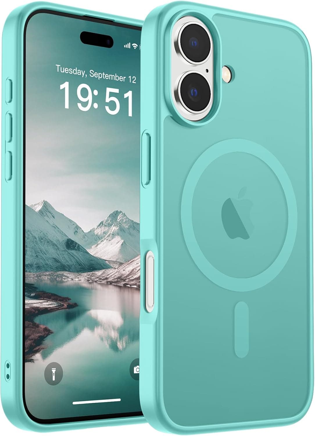 SUPFINE Magnetic for iPhone 17 Case (Compatible with MagSafe)(Military Grade Drop Protection) Translucent Matte Shockproof with Anti-Fingerprint Phone Cover 2025,Blue Green