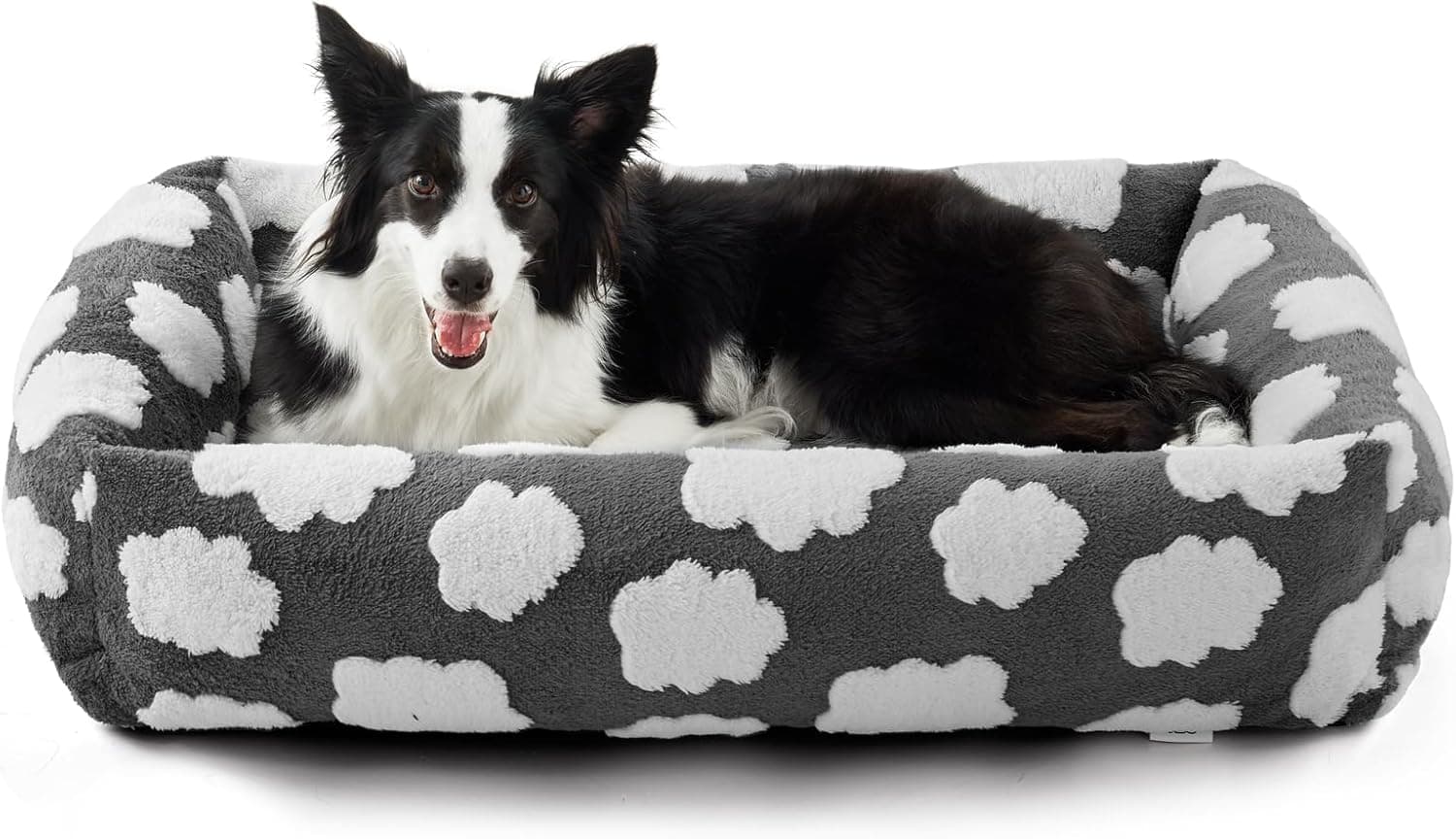 JOEJOY Medium Dog Bed Medium Size Dog, Rectangle Washable Orthopedic Pet Bed with Removable Zipper Cover, Cute Soft Calming Puppy Pet Bed with Jacquard Shaggy Plush & Non Skid Bottom