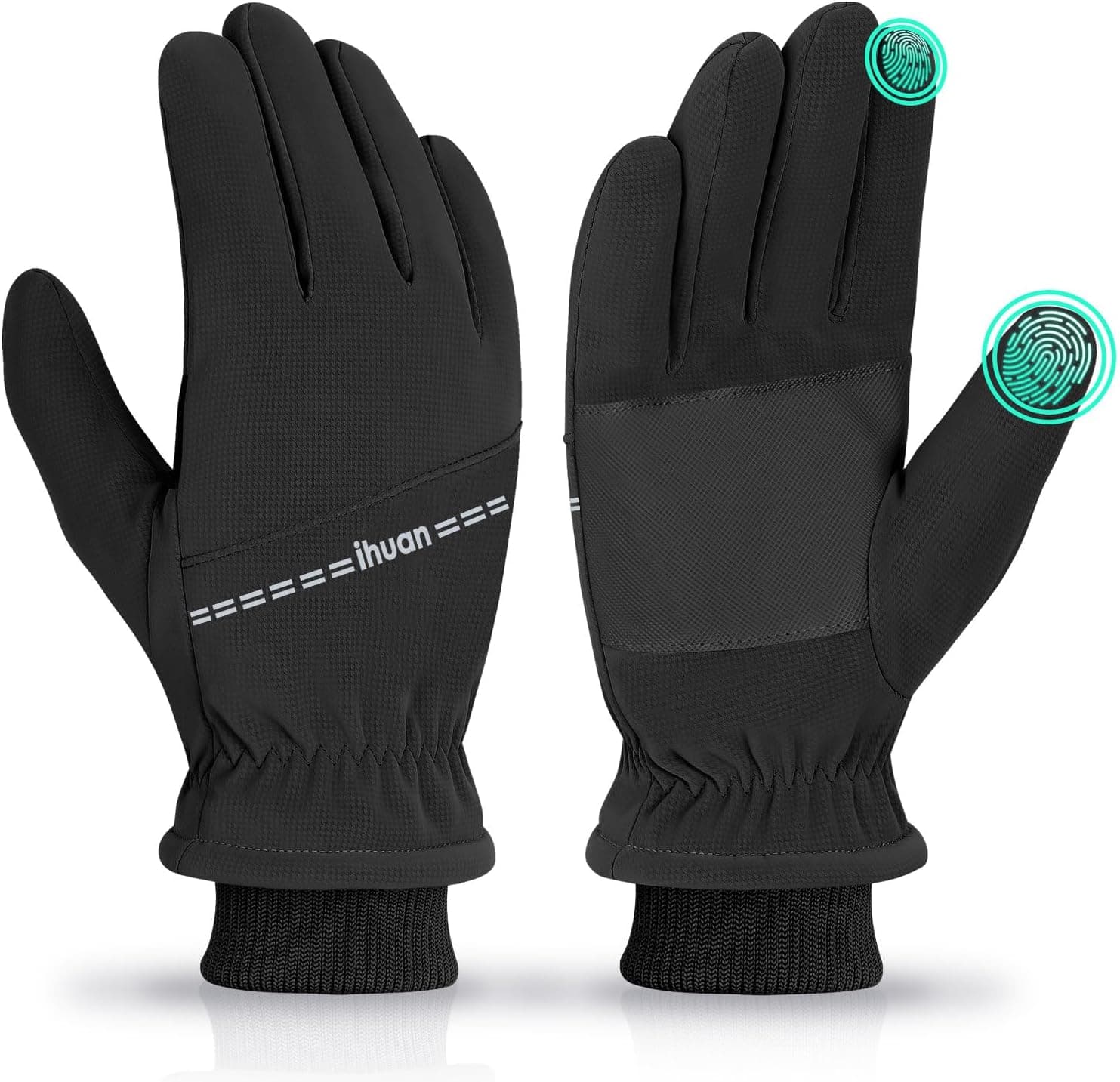 ihuan Winter Waterproof Gloves Ski for Women Men, Cold Weather Warm Thermal Touchscreen Snow Gloves for Running Cycling