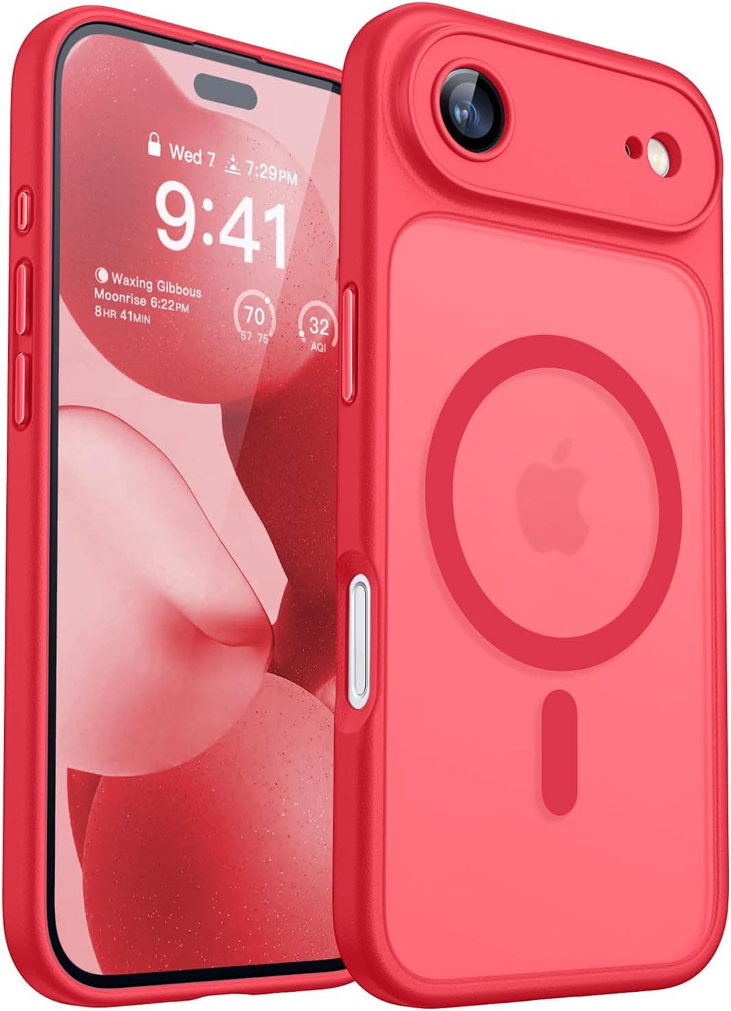 CANSHN Magnetic Compatible with iPhone Air Case(6.5 Inch), Upgraded [Full Camera Protection] [Compatible with Magsafe] [Translucent Matte] Shockproof Phone Cover for iPhone 17 Air Case,Red