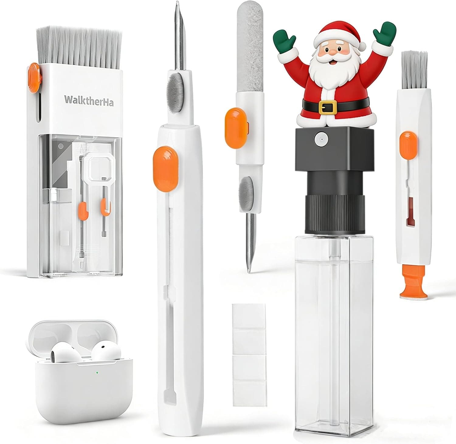 20-in-1 for AirPod Cleaner Kit Pro 4 3 2 1 - Multifunction Cleaning Tool for Headphones Earbuds Phone Laptop Keyboard Screen - Metal Tip, Soft Brush, Flocking Sponge, 15ml Spray, Cloth, Putty