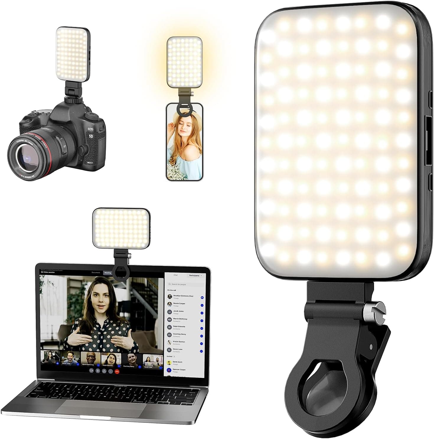 Selfie Light – Rechargeable Phone Light Clip with Digital Display, 3 Light Modes & 10 Brightness Levels for TikTok, Vlog, Makeup, Zoom