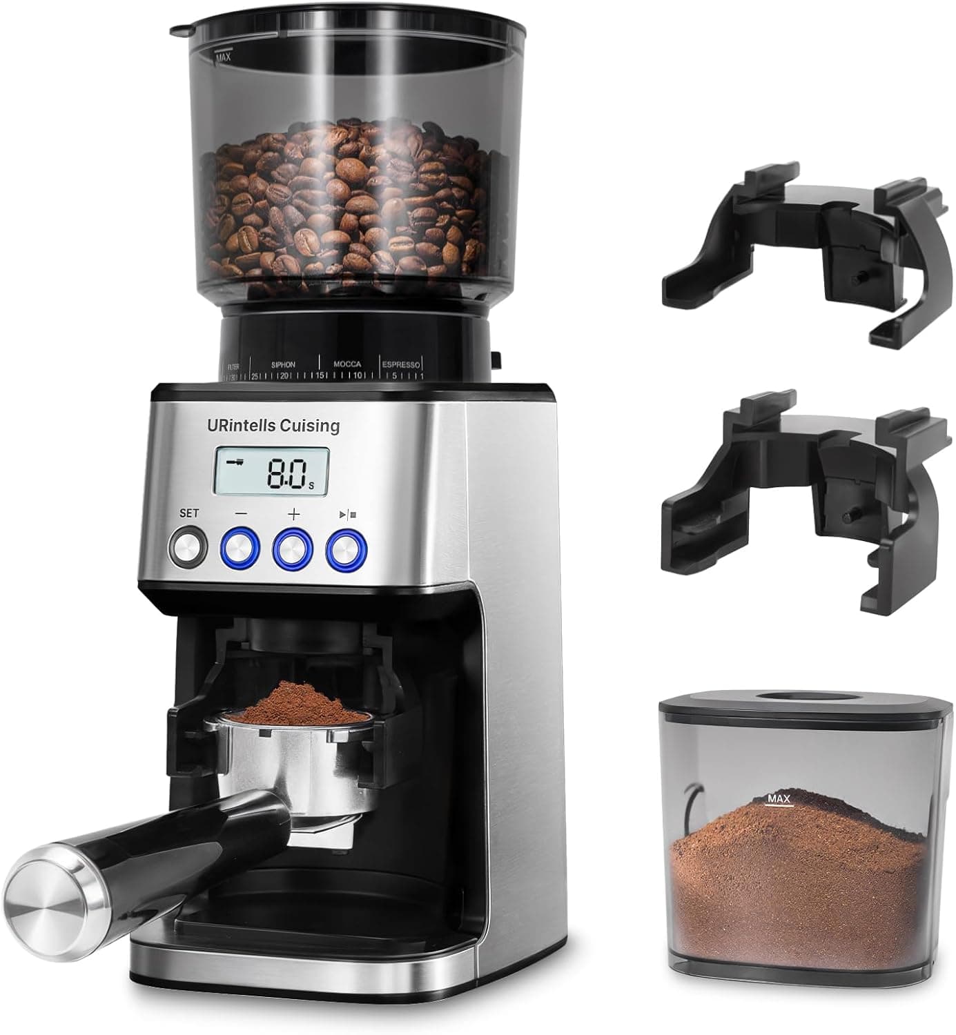 Burr Coffee Grinder, Electric Coffee Grinder with 51 Grind Settings, Precision Timer, Stainless Steel Espresso Grinder with Anti-Static Design, Easy Clean and 3 Modes