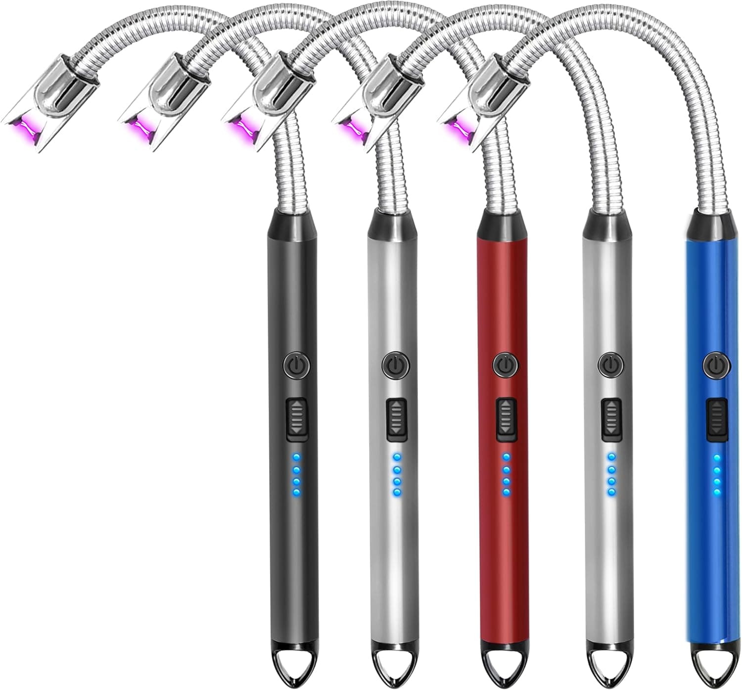5 Pack Candle Lighter Electric Rechargeable Flameless Arc Lighters Flexible Neck USB Plasma Long Lighter for Candles BBQ Grill Camping Birthday Fireworks