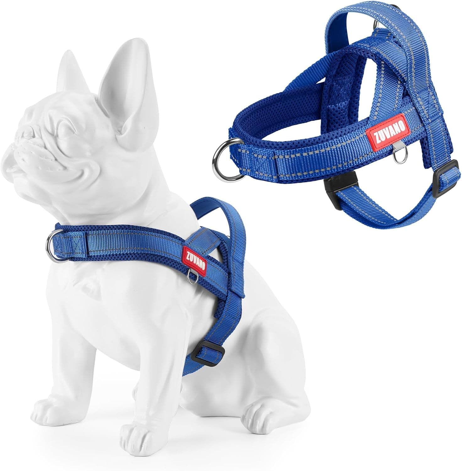 Blue No Pull Dog Harness for Medium Sized Dogs - No Choke Escape-Proof Soft Breathable Mesh Dog Harness with Padded Handle - Adjustable Chest, Lockable Quick Release Buckle Harness, M