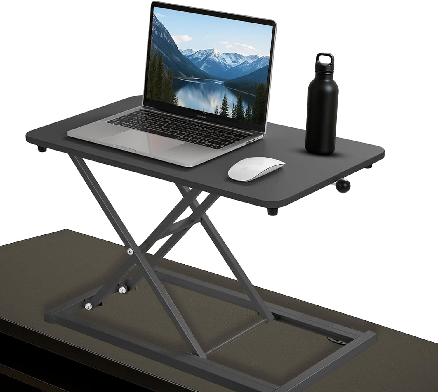 Standing Desk Converter 23.6" x 13.4", Adjustable Height 2.4"–15.7", Sit Stand Converter with Sturdy Steel Frame, Ergonomic Standing Desk Topper & Monitor or Laptop Riser for Home Office