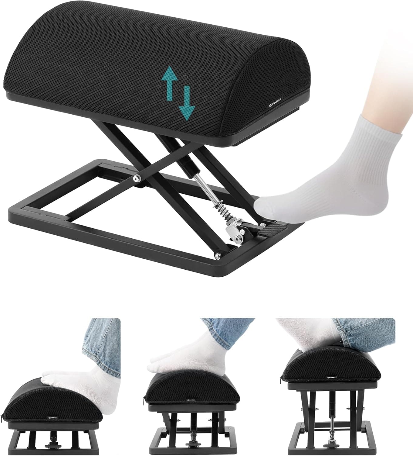 Truly Infinite Height Adjustable Footrest｜No Bending Needed—Foot Step-to-Adjust｜2.7"-13.1" Height｜Washable｜Foot Rest Stool for Under Desk at Work, Office/Home/Gaming/Study Desk Essentials