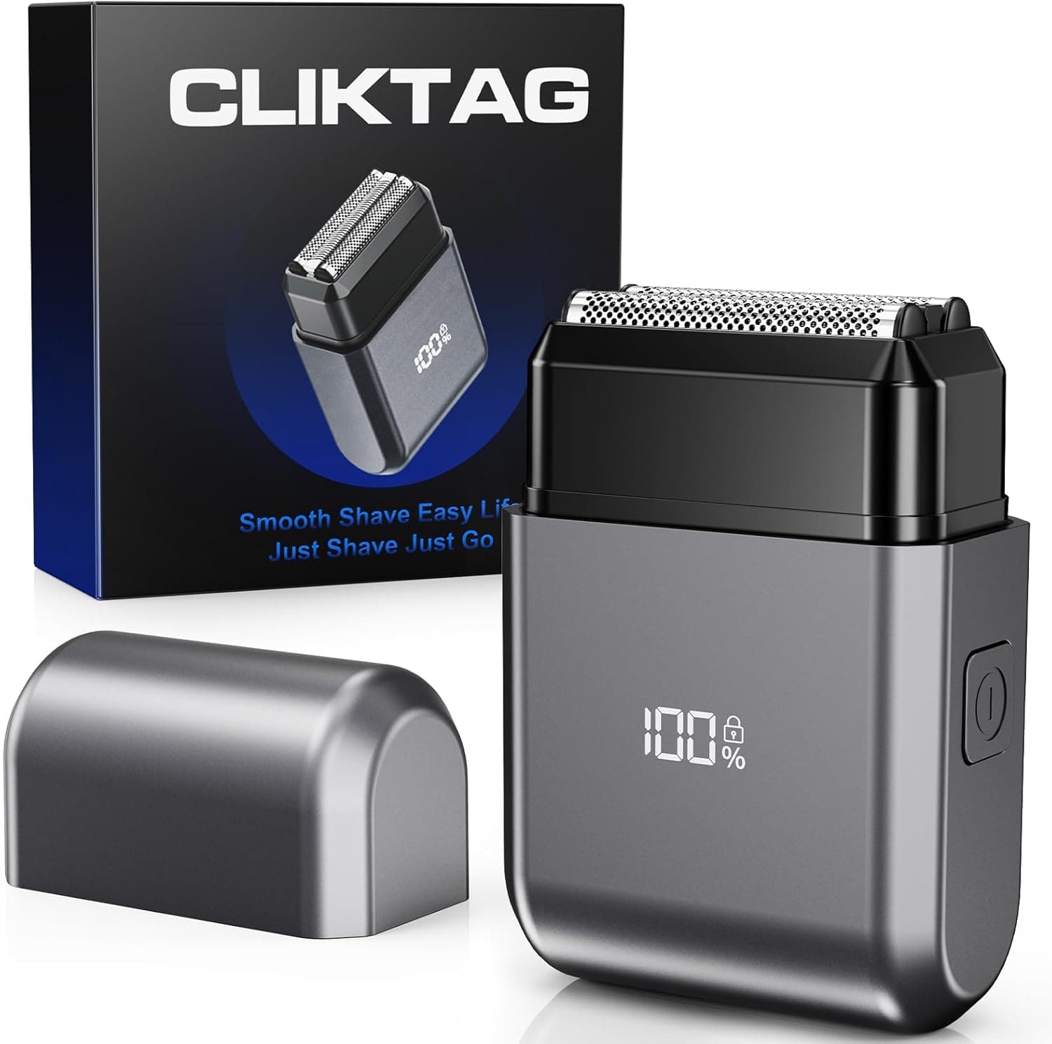 Mini Electric Razor for Man: Electric Foil Shavers for face - IPX7 Waterproof Cordless Razor with LED Display Fast Charge Micro-Comb Technology Upgraded Blades, Carbon Grey