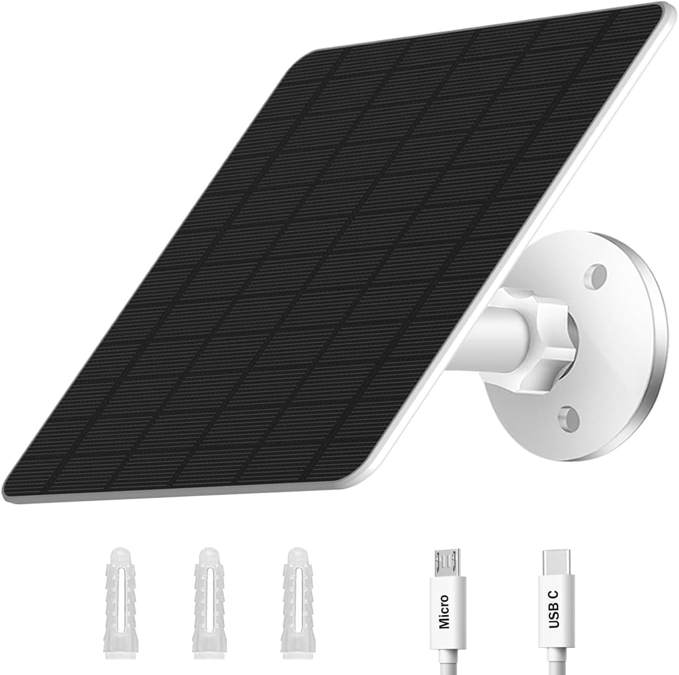 Solar Panel for Security Camera Outdoor, 5W Solar Panel Charger Compatible with Rechargeable Battery Powered Camera, with 9.8ft Cable, Adjustable Wall Mount, IP65 Waterproof (White)