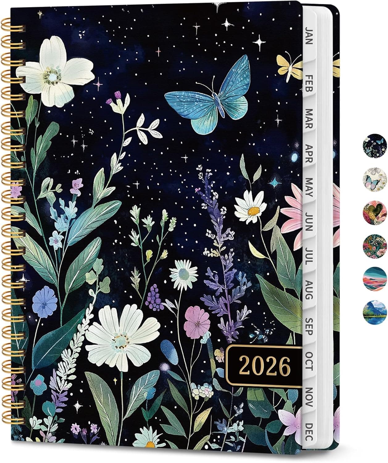 2026 Planner, Weekly and Monthly Planner for Women, January 2026 to December 2026, Pretty Hardcover 2026 Calendar Planner Book with Tabs, Inner Pocket, Spiral Bound, Perfect Office Home School Supplies - 6.3" x 8.5", Celestial